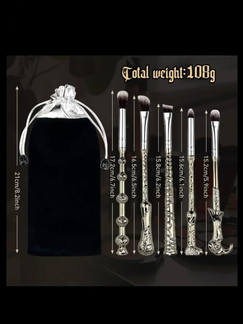 Wand Makeup Brush Set With Storage Bag
